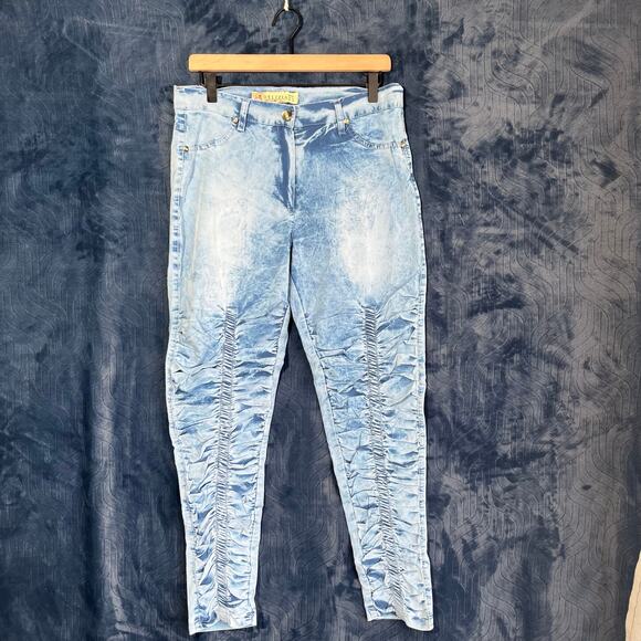 DELIZIA Distressed Light Blue Front and Butt Pocket Scrunch Womans Size US 16 - Picture 1 of 7